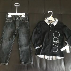 Brand new Calvin Klein 3T shirt and Jean set!